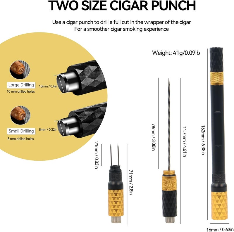 CaLeQi Cigar Punch Cigar Draw Enhancer and Cigar Nubber 4 in 1 The Cigar Punch for All Cigars is a Practical and Essential Cigar Accessories for Cigar Lovers Great Gift for a Man （Black Gold） - Image 3